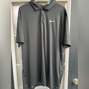 Nike Dri-Fit Striped Polo Shirt Men’s XXL – Black Gray Golf Athletic